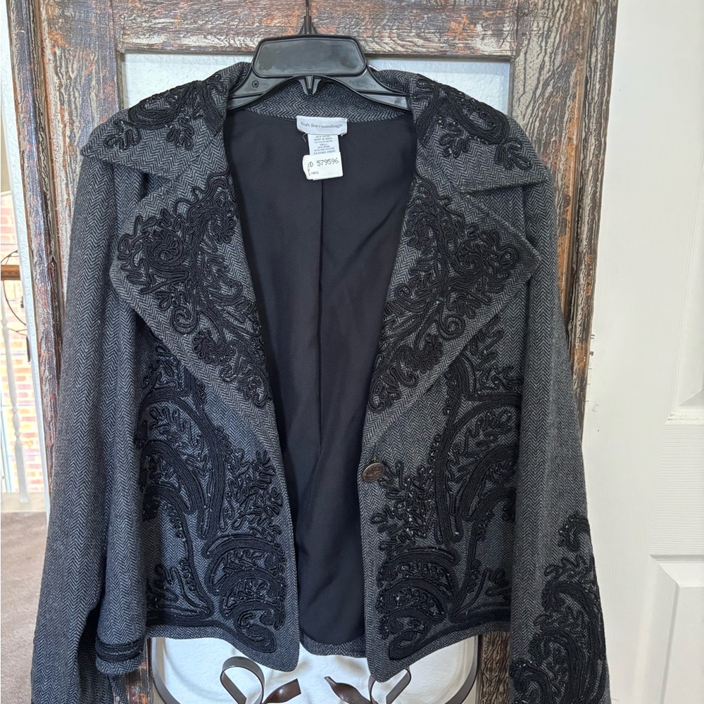 Gray Embroidered Women's Jacket
